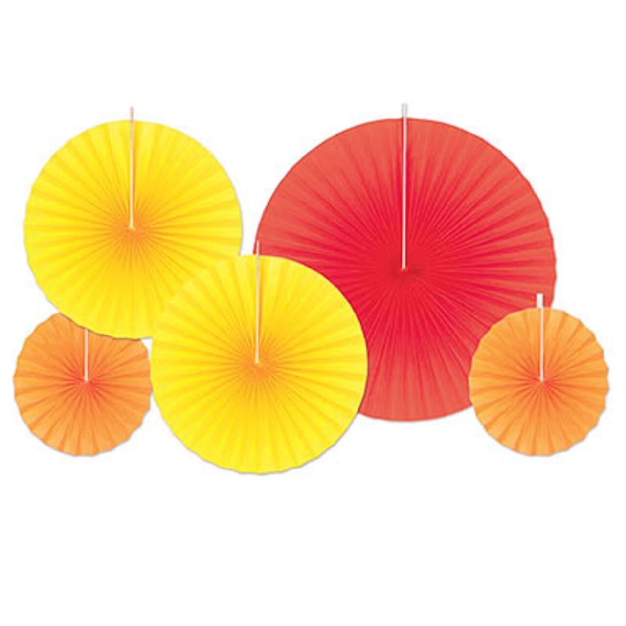 Beistle Club Pack of 60 Yellow and Orange Paper Fan Hanging Decorations 16"